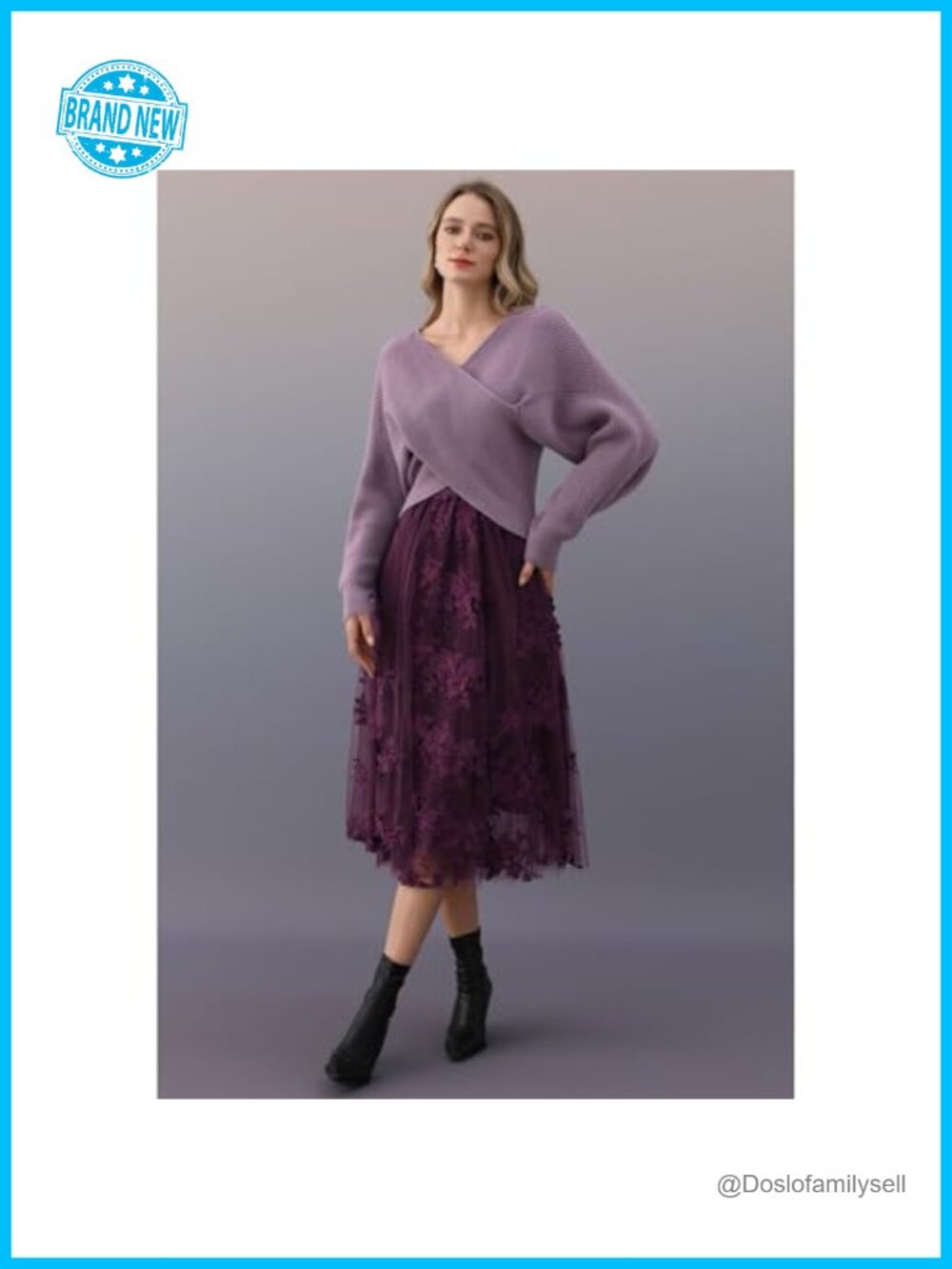 Women 3D Floral Embroidered Tulle Skirt Flare A Line High Elastic Waist Mesh - Picture 2 of 6